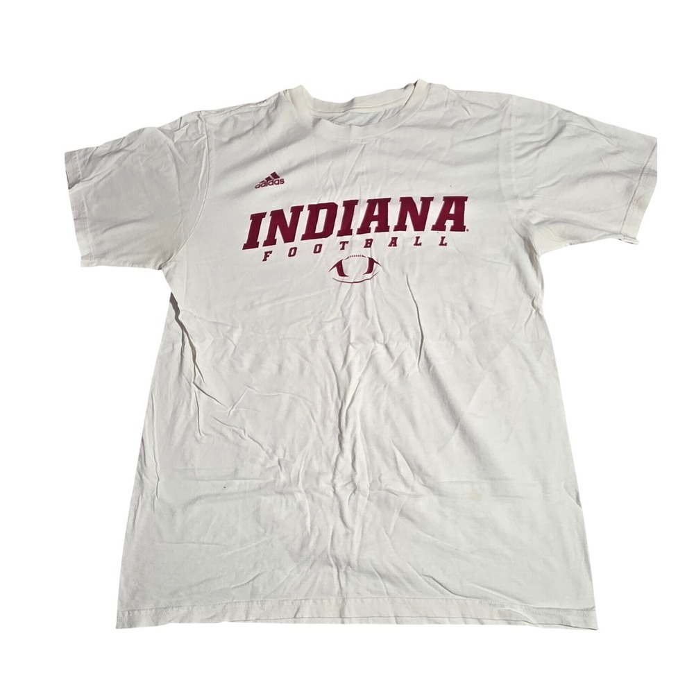 Adidas Indiana Football T-Shirt Med White Hoosiers NCAA Graphic Tee Short Sleeve